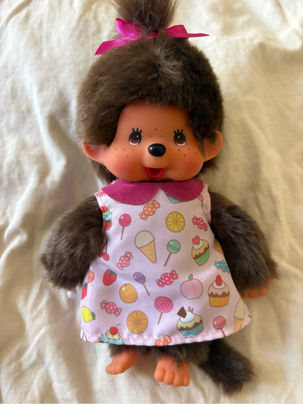 monchhichi girl doll in pink sweets dress pop n candy
